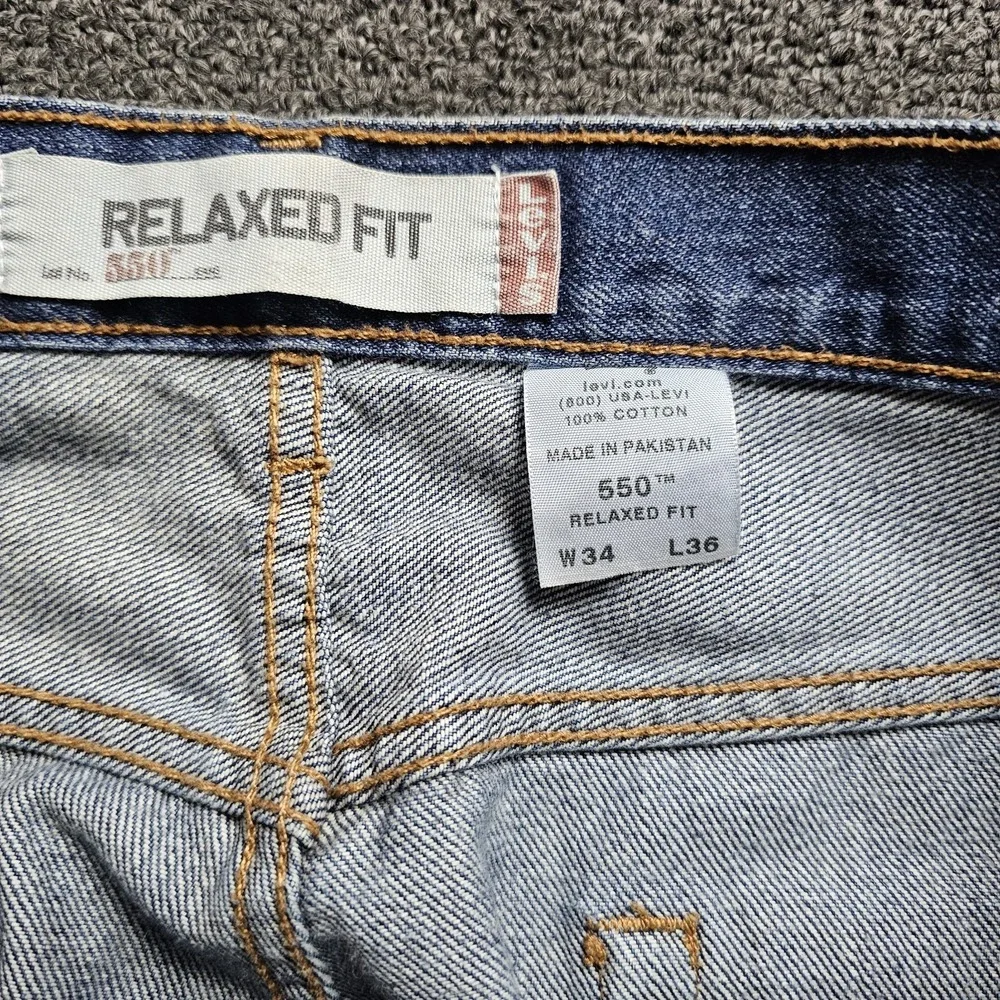 Vintage Levis 550 Jeans Men's 34x36 Blue Denim Relaxed Fit Light Wash‎ Y2K Faded